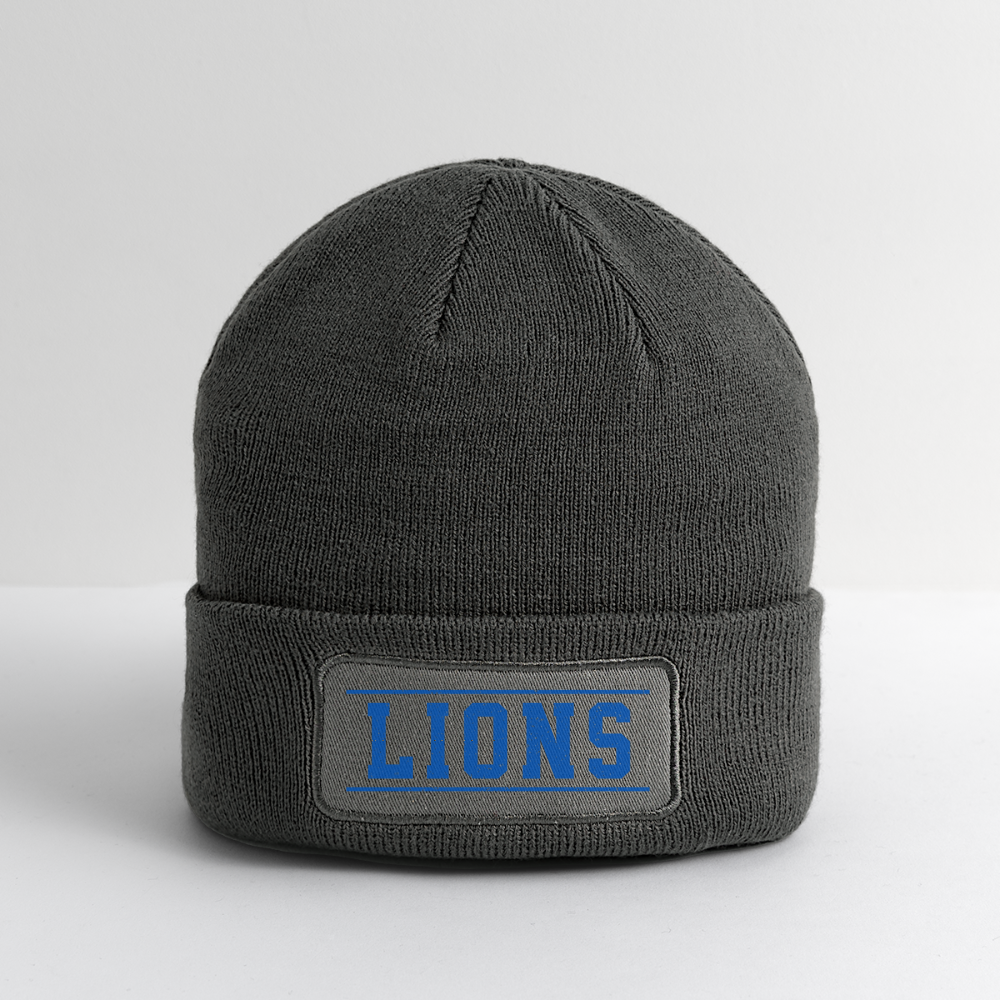 Lions Patch Beanie - charcoal grey