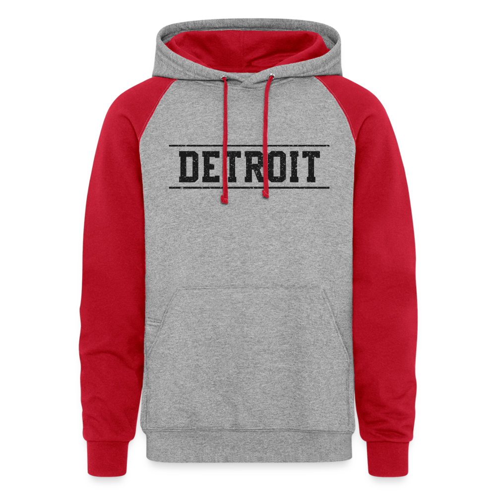 Detroit Colorblock Hoodie - heather grey/red