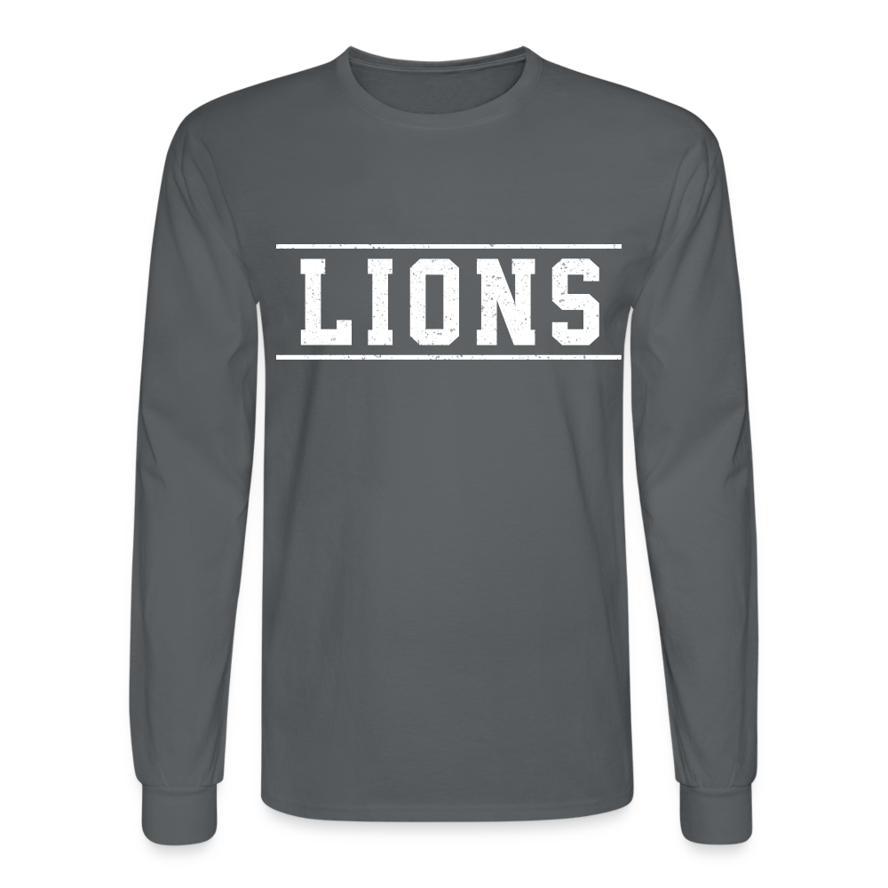 Lions Men's Long Sleeve T-Shirt - charcoal