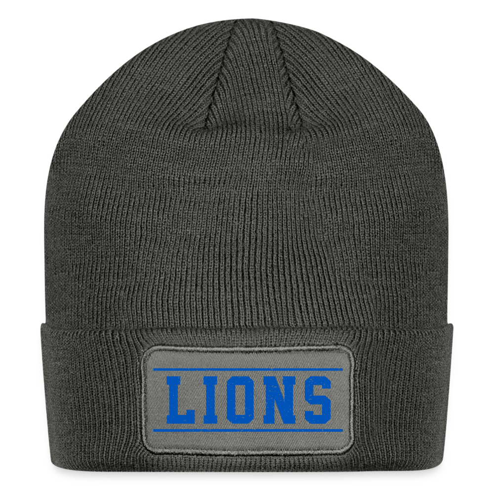 Lions Patch Beanie - charcoal grey