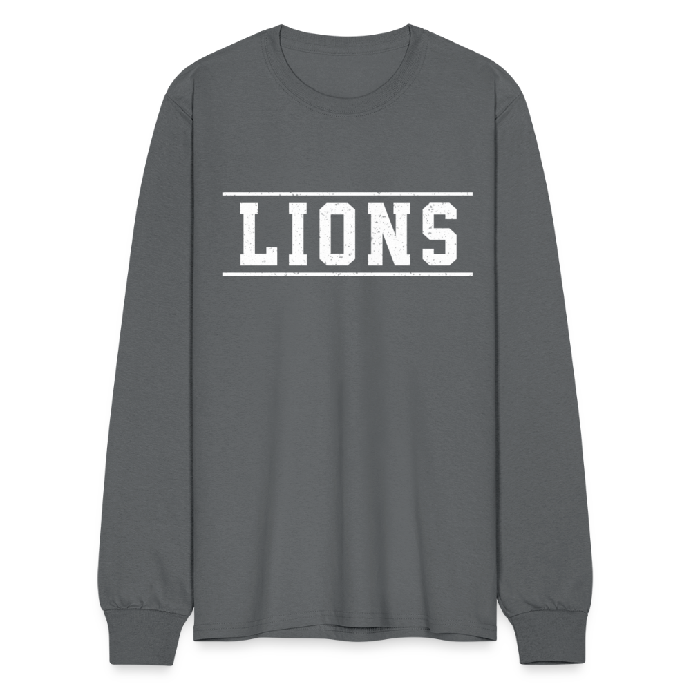 Lions Men's Long Sleeve T-Shirt - charcoal