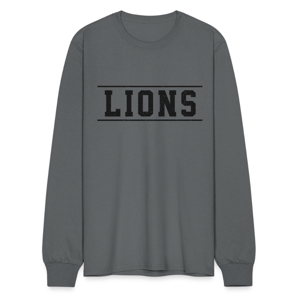 Lions Men's Long Sleeve T-Shirt - charcoal