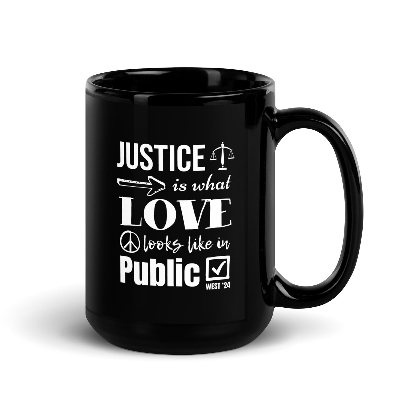 Justice Black Glossy Mug