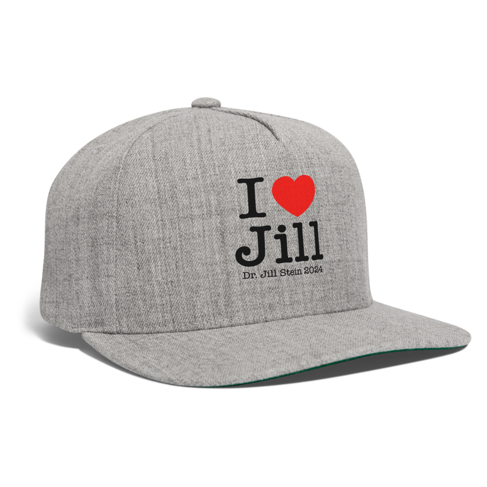 i Love Jill Printed Snapback Baseball Cap - heather gray