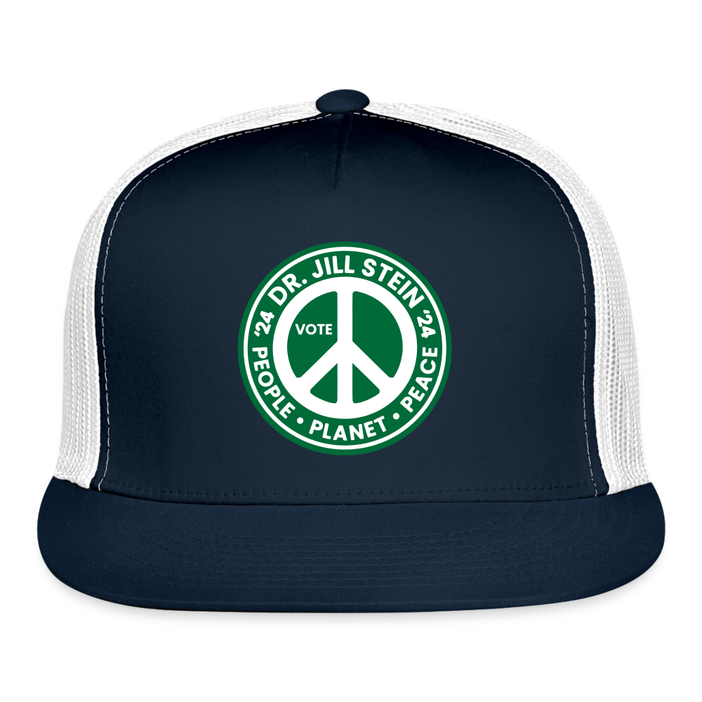 Jill's Peace Sign Printed Trucker Cap - navy/white