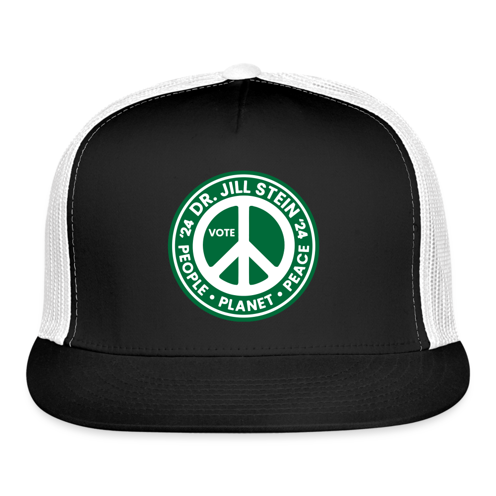 Jill's Peace Sign Printed Trucker Cap - black/white