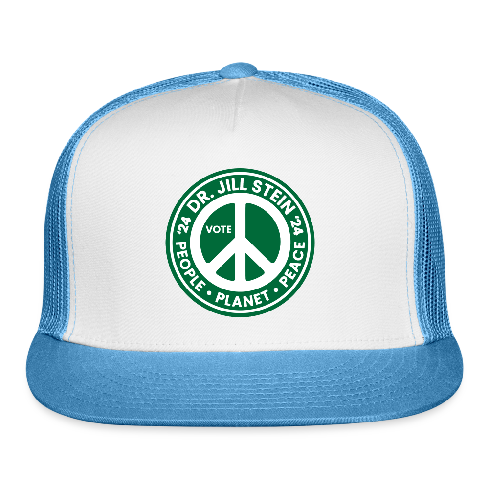 Jill's Peace Sign Printed Trucker Cap - white/blue