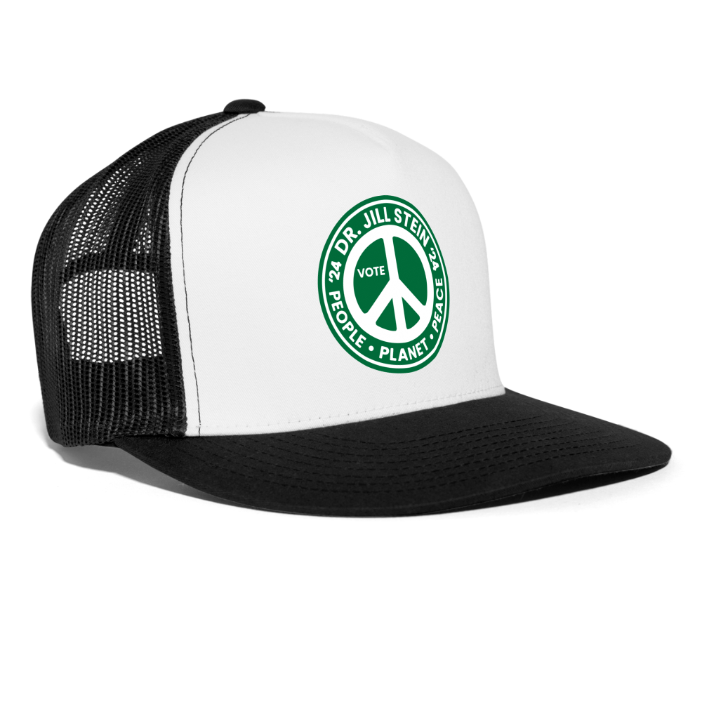 Jill's Peace Sign Printed Trucker Cap - white/black